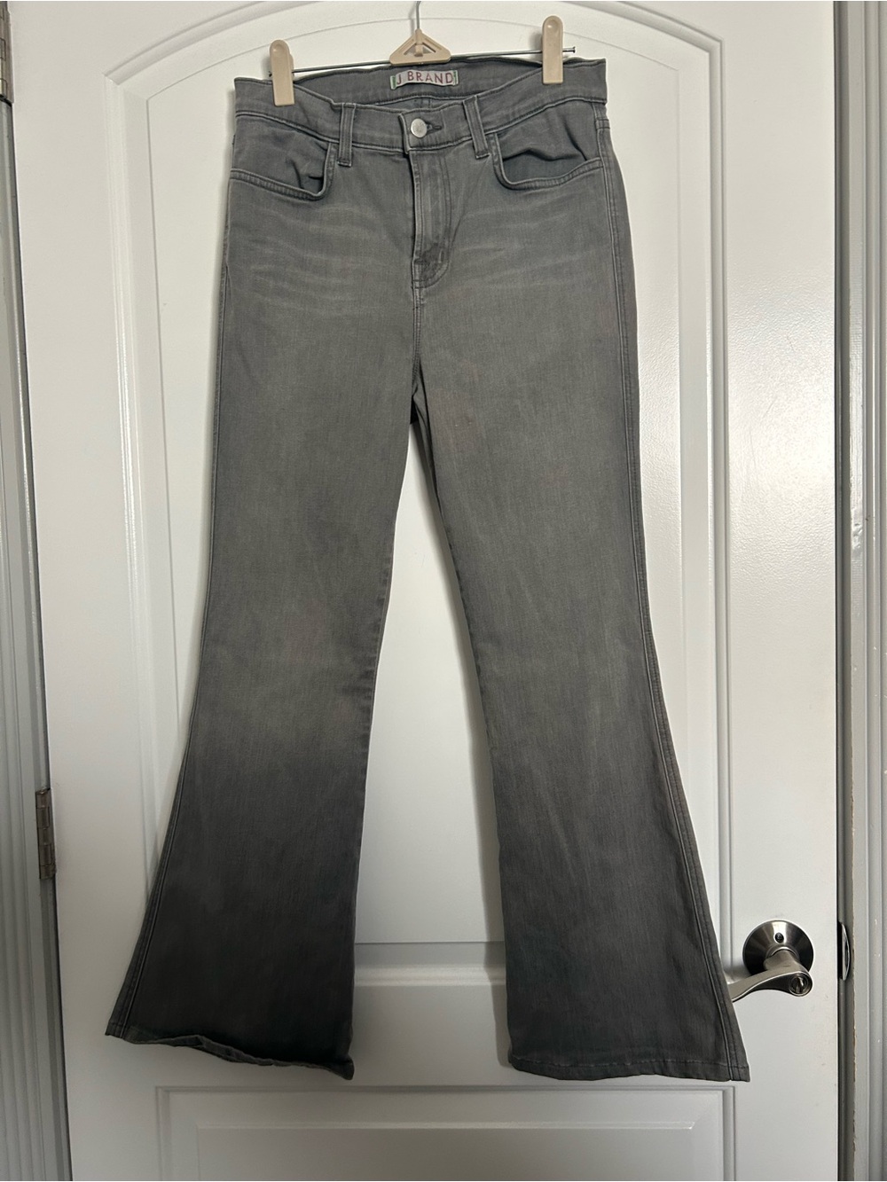 J Brand Gray Mid Rise Wide Leg Flared DenimJeans in Grey Wink Size 27 70s Retro